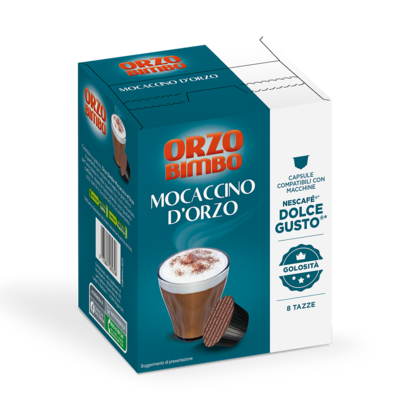 Orzobimbo Capsule Mocaccino d'orzo, compatibili con macchine Dolce Gusto Nescafé