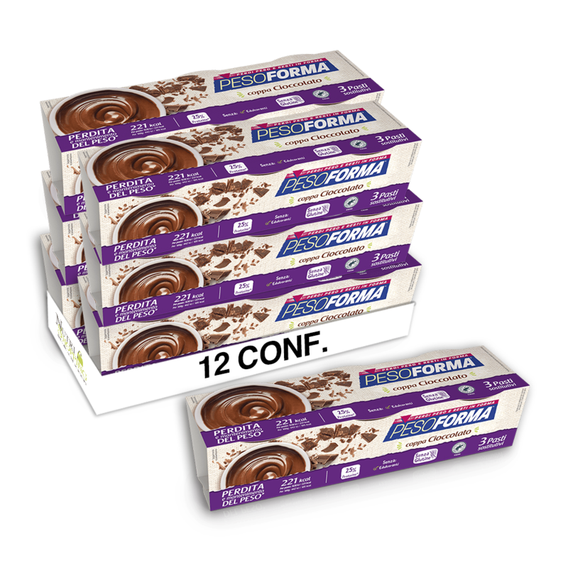 Coppa cioccolato Pesoforma 3x210 g pasti sostitutivi - Pack 12 pezzi 