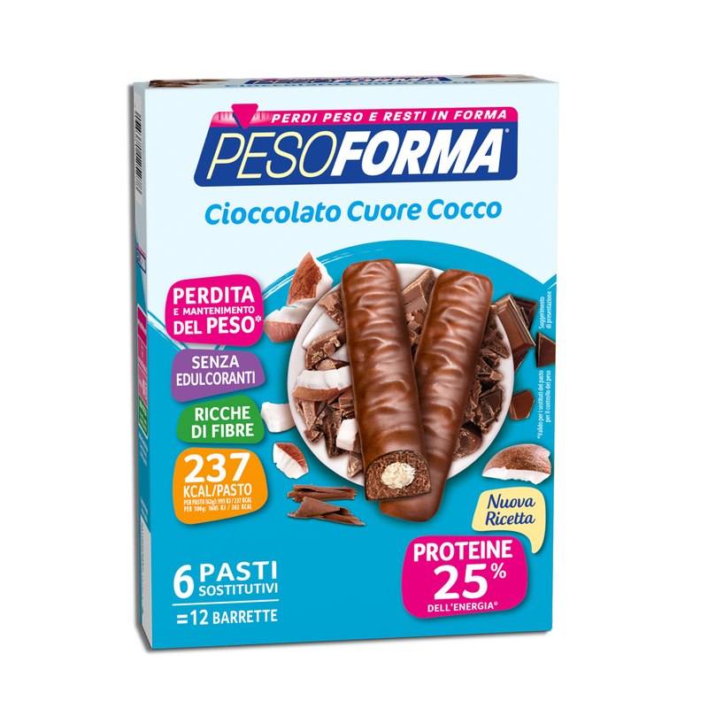 BARRETTE AL CIOCCOLATO CON CUORE DI COCCO PASTO SOSTITUTIVO