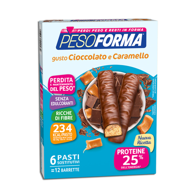 BARRETTE CIOCCOLATO E CARAMELLO PASTO SOSTITUTIVO