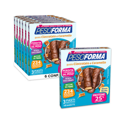 BARRETTE CIOCCOLATO E CARAMELLO CONFEZIONE DA 3 PASTI - PACK 6 PEZZI