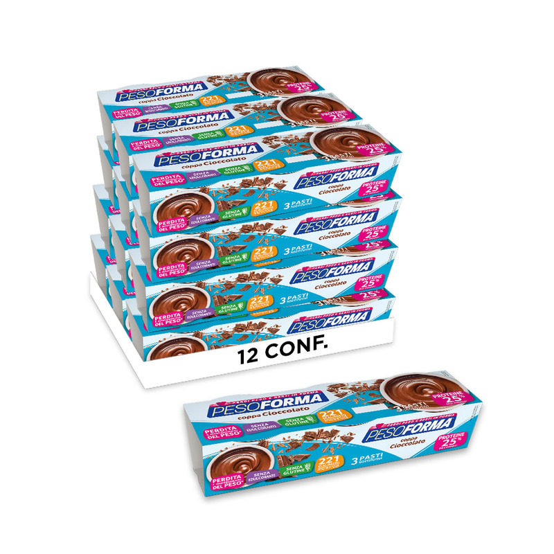 Coppa Cioccolato Pesoforma confezione da 3x210 g pasti sostitutivi - Pack 12 pezzi