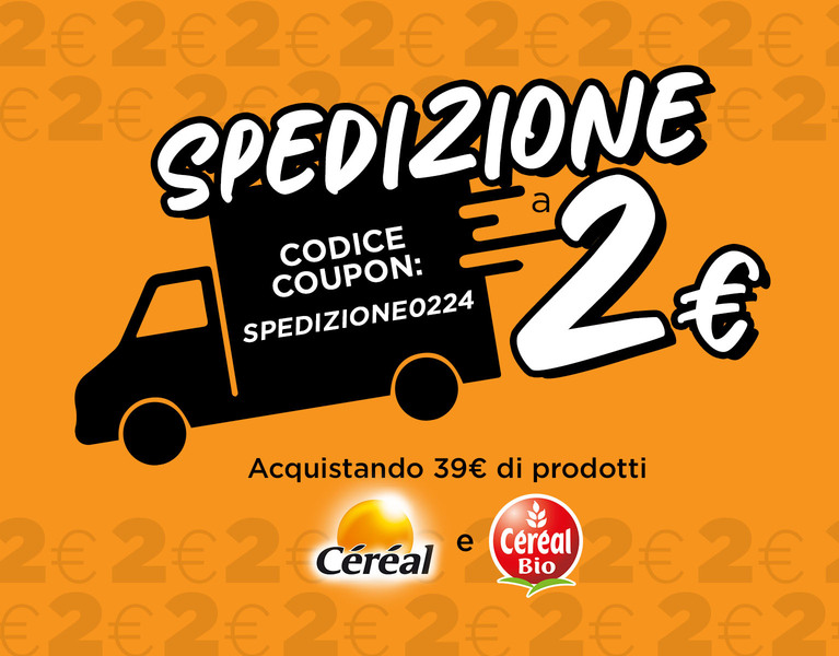 Spedizioni a 2€ su 39€ di spesa cereal